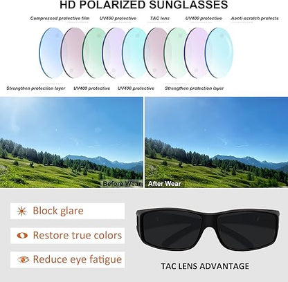 MEETSUN Polarized Frame Sunglasses - Classic Style